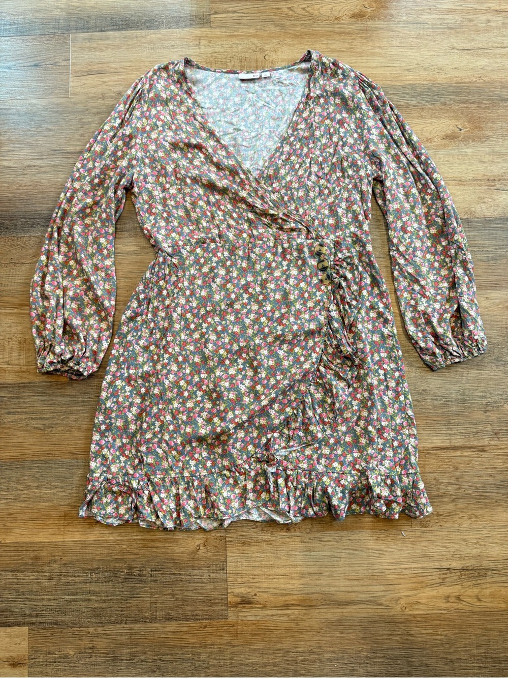 SO Floral Cottagecore Festival Fairy Wrap Dress in Pink and Green Size XL